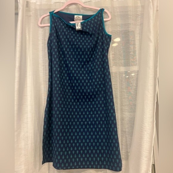 Sabhyata Dress Sleeveless Blue and Green Print Women's Sz L India Dress NEW - Picture 1 of 12